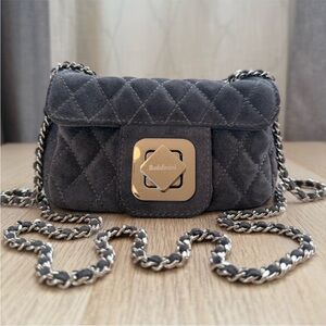 Baldinini Gray Quilted Suede Bag